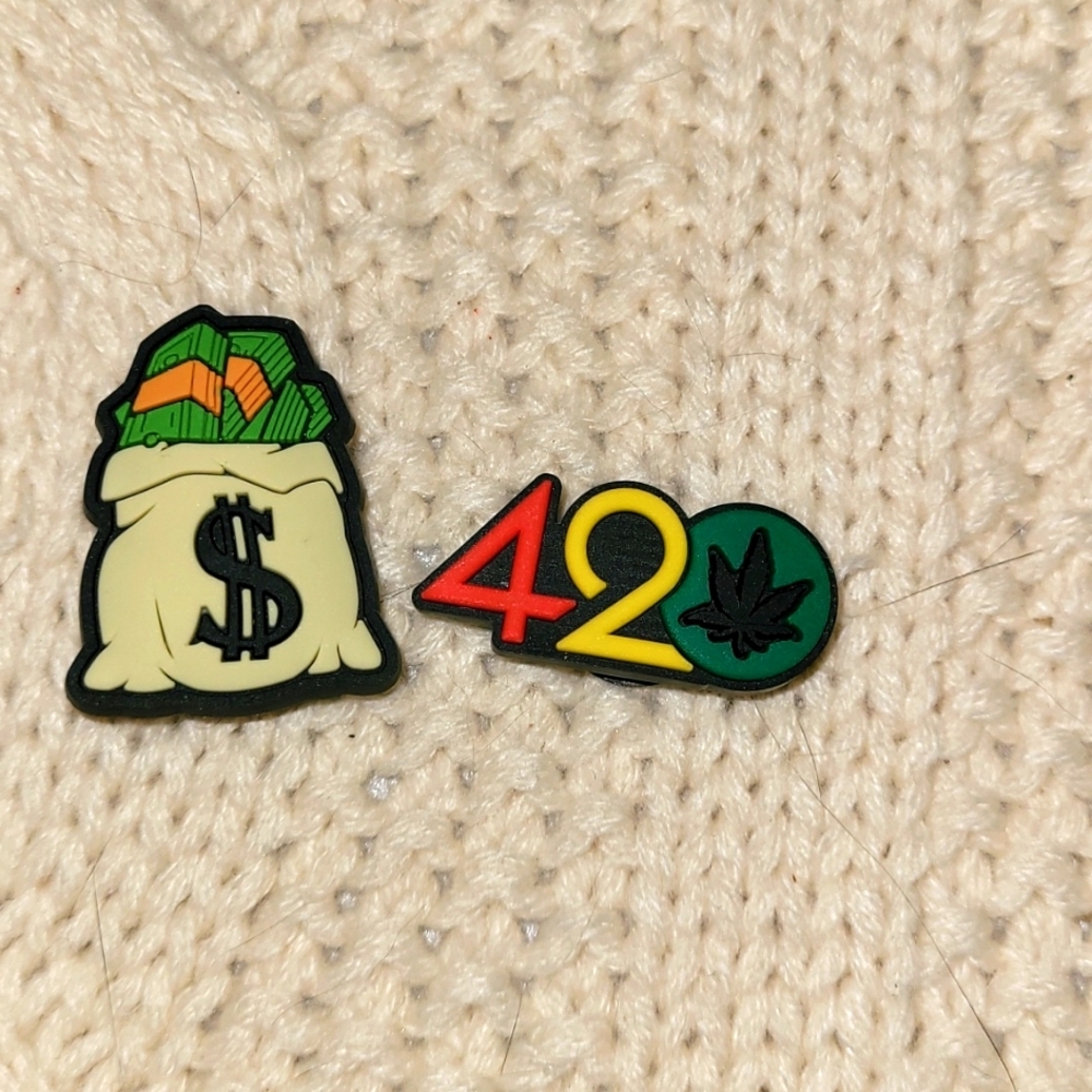 Money bag and 420 jibbitz for crocs